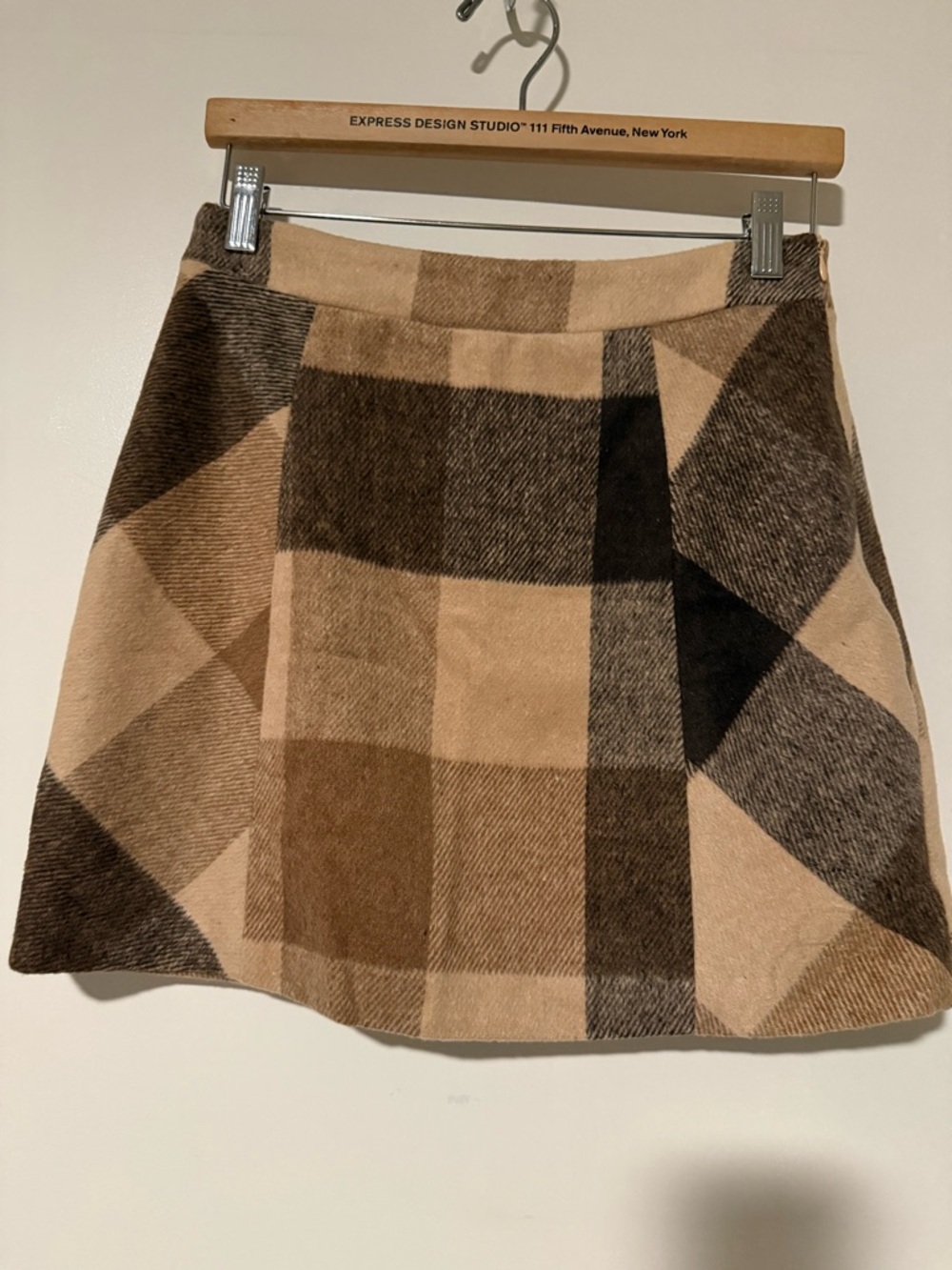Express Plaid Circle Skirt in Brown and Tan